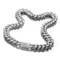 Fashion Hip Hop 8-18mm Stainless Steel Jewelry Pendant Cuban Chain Micro Inlaid White Diamond Clasp Encryption Necklace